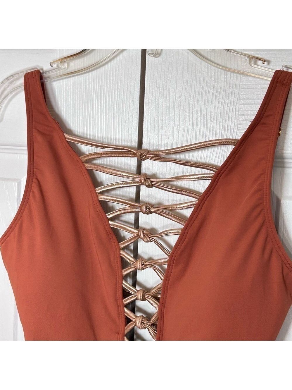 Bleu Rod Beattie One Piece Swimsuit Brown Gold Size 4 - Picture 5 of 14